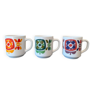 3 tasses  Mugs mobil 1972 designer jean-charles meunier éditeur arcopal