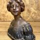 old plaster bust, young art deco woman, patina, signed Gustave Van Vaerenbergh