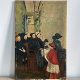 Old painting, church scene