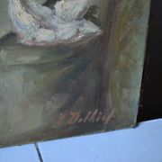 Lot of two oil portraits from the early 20th century by Laurent Delhief