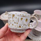 Earthenware coffee service signed Jean Austruy Vallauris around 1970 - Cups - saucers - milk pot