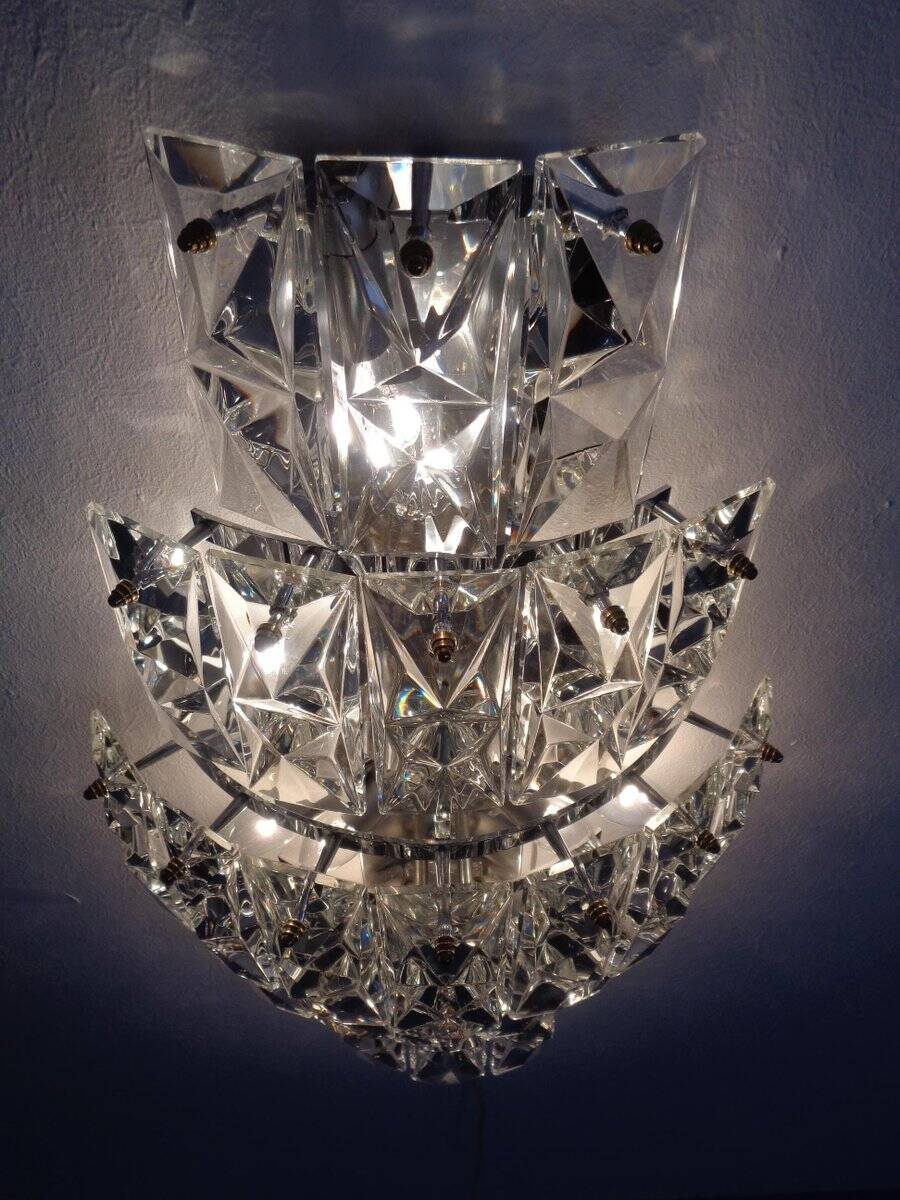 Large crystal glass flush mount from Kinkeldey, Germany, 1970s.