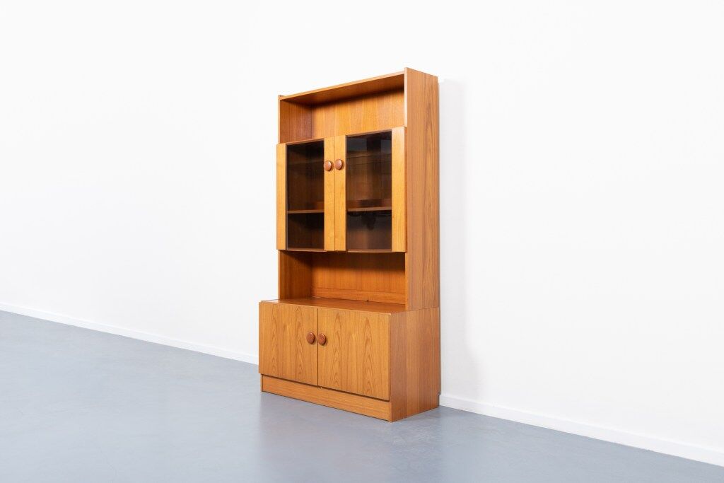 Two-piece wardrobe made of Danish teak veneer from the 1970s