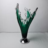 Sommerso vase by seguso in green murano glass, Italy, 1970