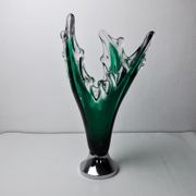 Sommerso vase by seguso in green murano glass, Italy, 1970