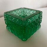Cendrier pavé de verre taillé diamant vert 1980