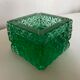 Green diamond cut glass ashtray 1980