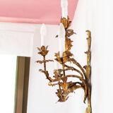 Large Italian gilded iron wall lamp 5 arms circa 1930