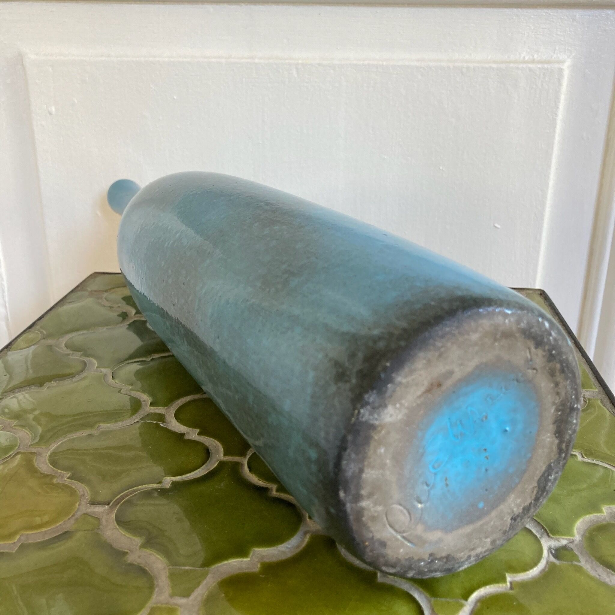 Signed stoneware soliflore bottle vase