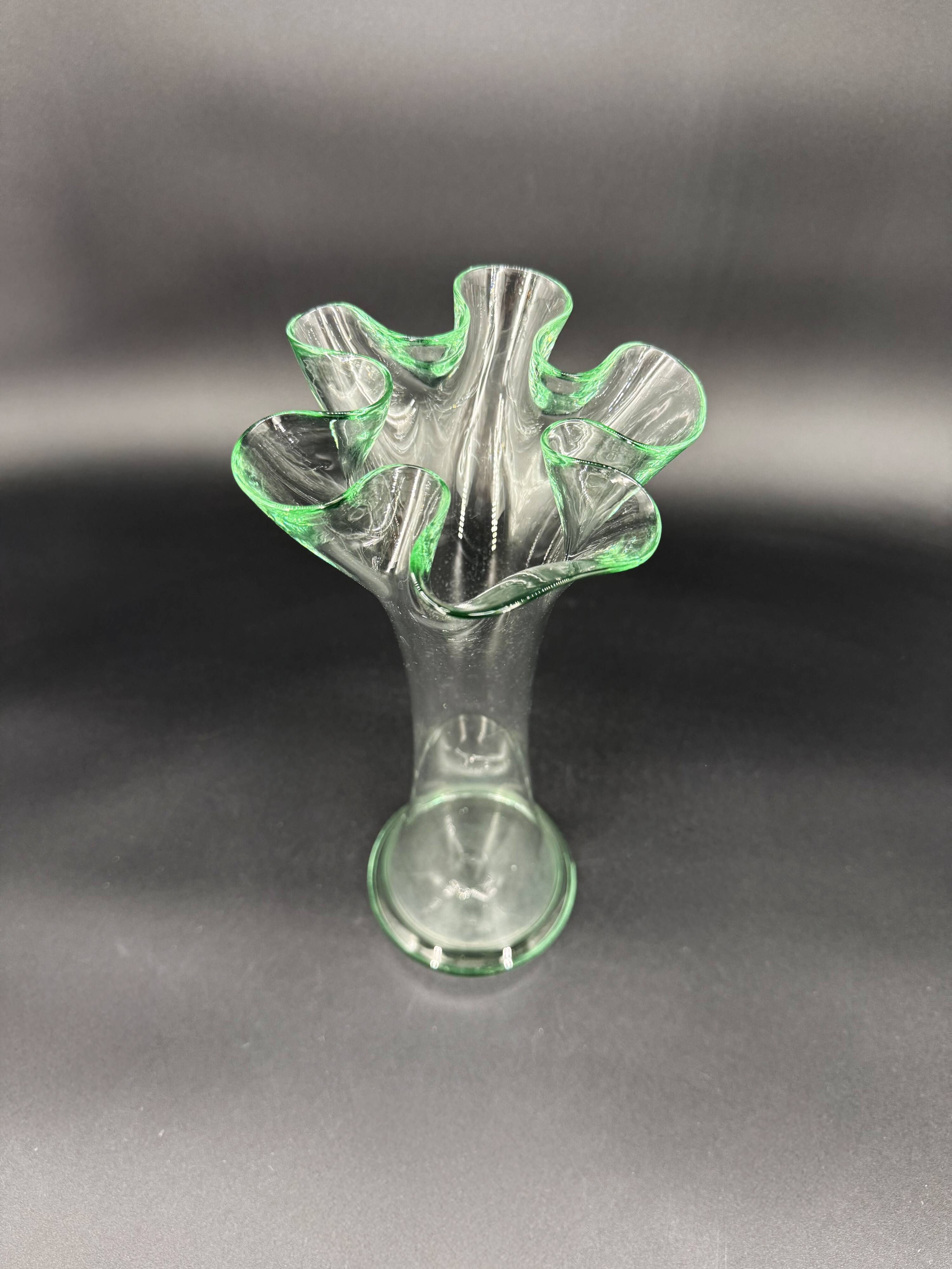 Blown glass vase in free form