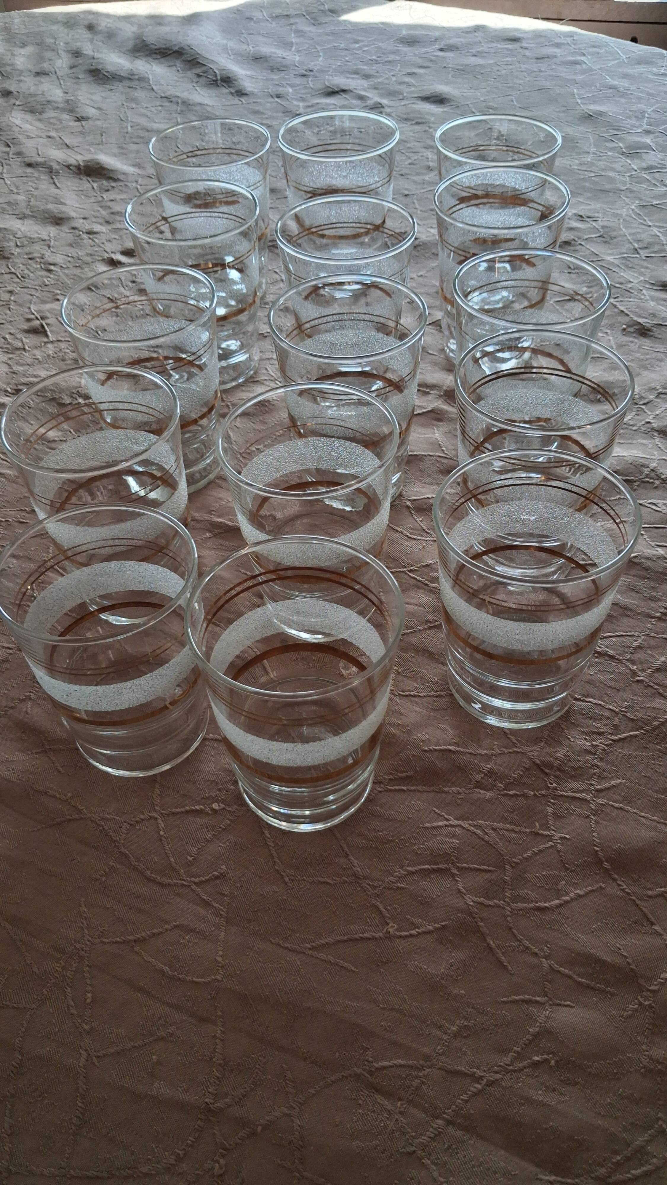 jug and glasses from the 1950s, frosted glasses