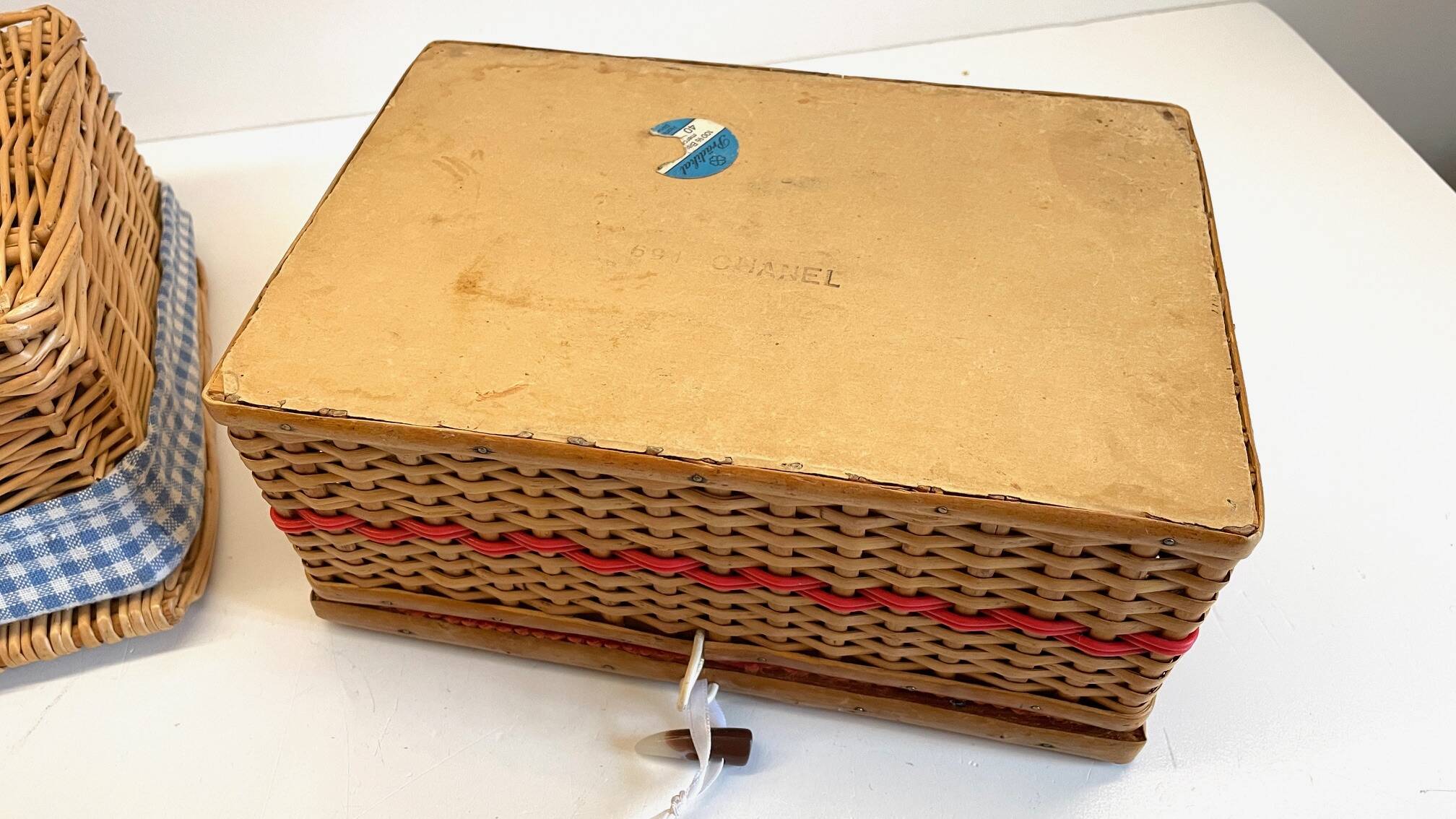 2 chanel boxes in vintage rattan