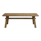 Dining table in natural wood, 220 x 100 x 77 cm, recycled pine.