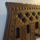 Brutalist style carved wooden coat rack with four hooks