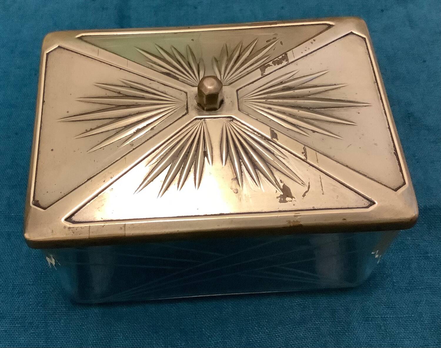 Vintage Art Deco Brass Butter Dish on Tray