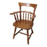 Vintage Beech Wood Windsor Dining Chair - 1970s Captains Armchair