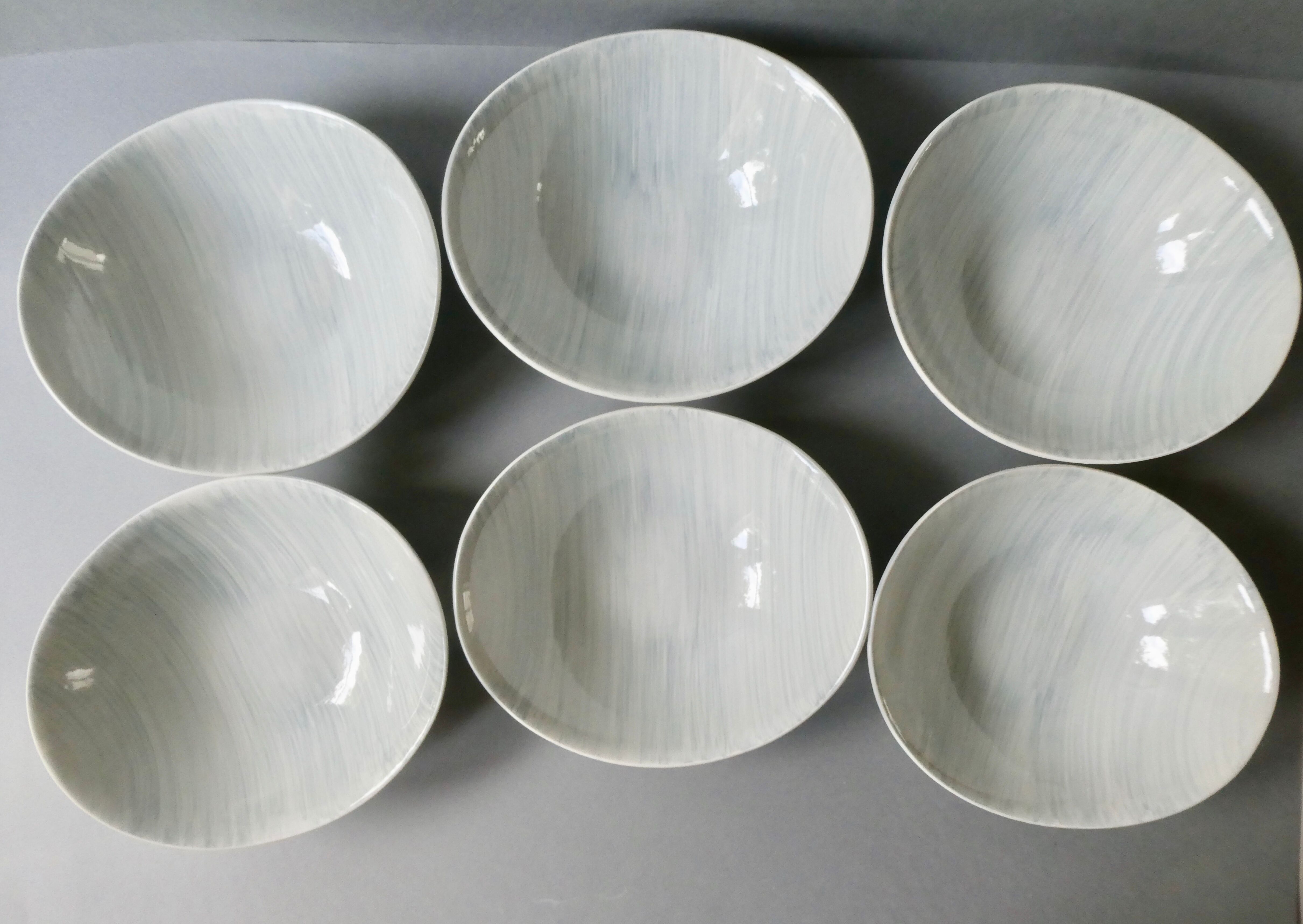 6 ceramic cups Salins France, Caribbean, 60s