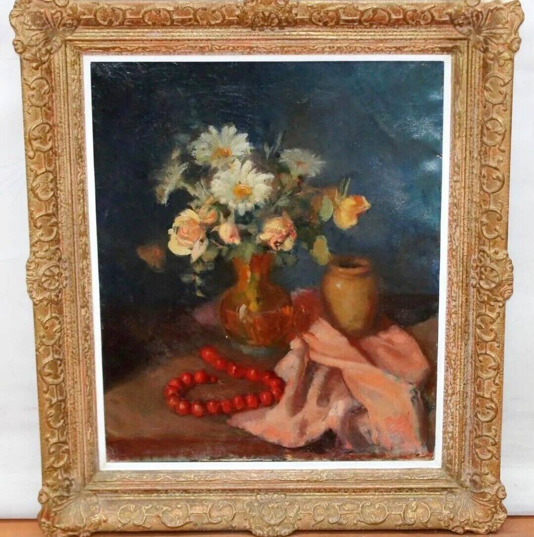 Vintage Impressionist Floral Still Life Oil Painting