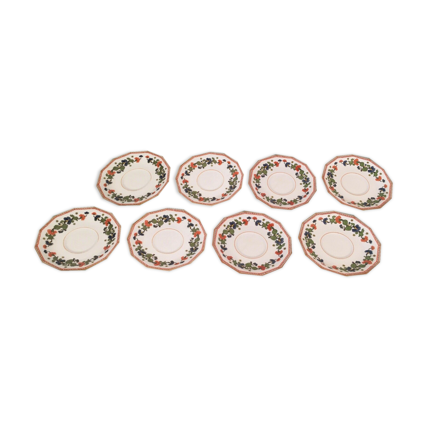 Set of 8 ancient porcelain saucers from Limoges a. Lanternier - cie