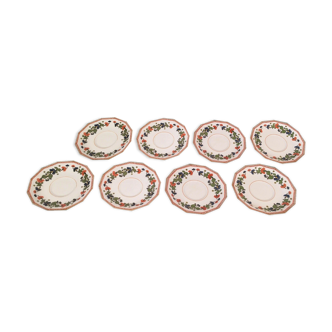 Set de 8 anciennes soucoupes en porcelaine de Limoges a. Lanternier & cie