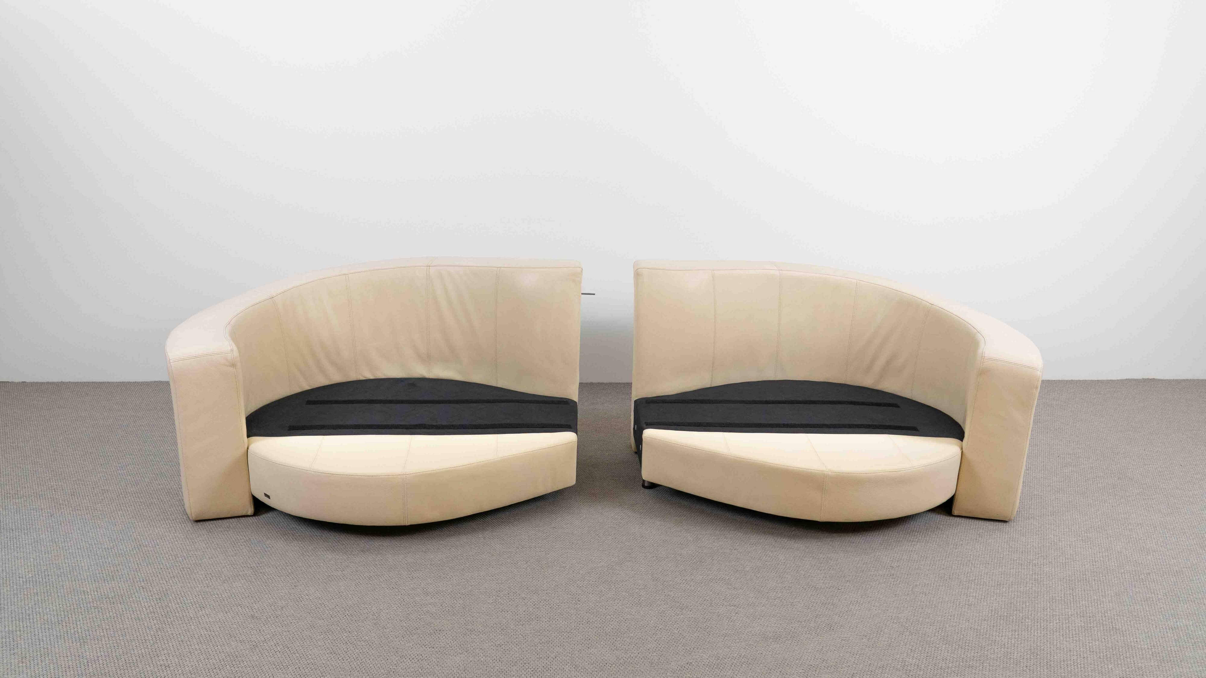 BRETZ Eves Island Creme, 4-Seater Sofa in Leather
