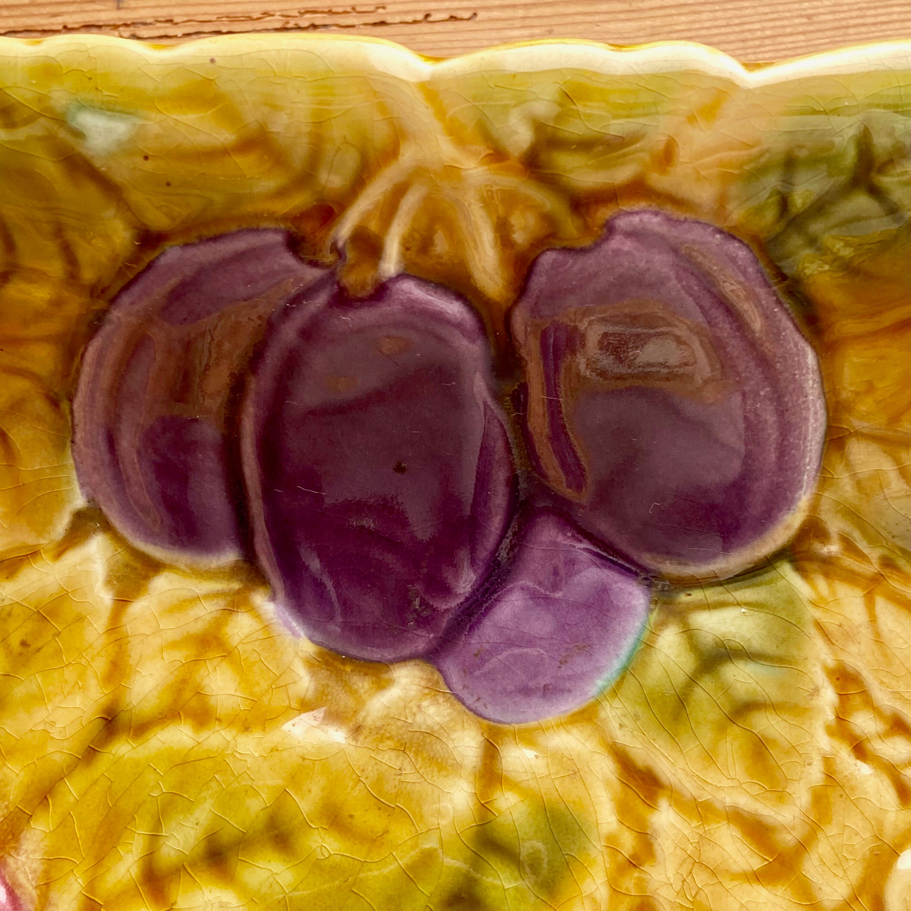 Sarreguemines earthenware dish-fruit decoration-60s