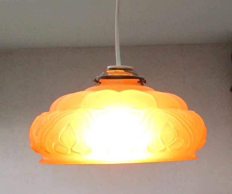 Suspension art deco lampshade pink glass paste