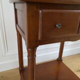 Nightstand, vintage side table with a drawer and a low shelf in solid wood