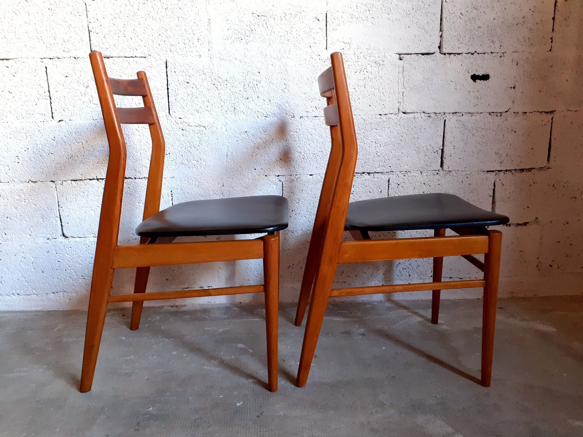 Pair of vintage Scandinavian chairs in teak 50s 60s