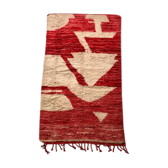 Moroccan Berber carpet Boujaad red and ecru 2,41 x 1.35 m