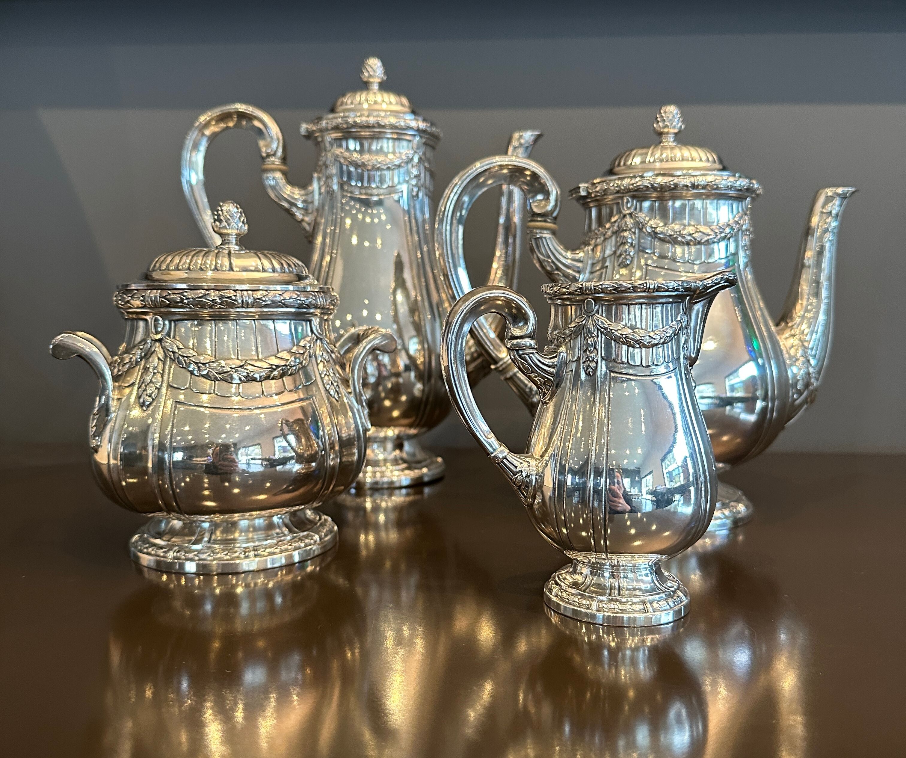Tea service coffee goldsmith Gallia for Christofle Late nineteenth century