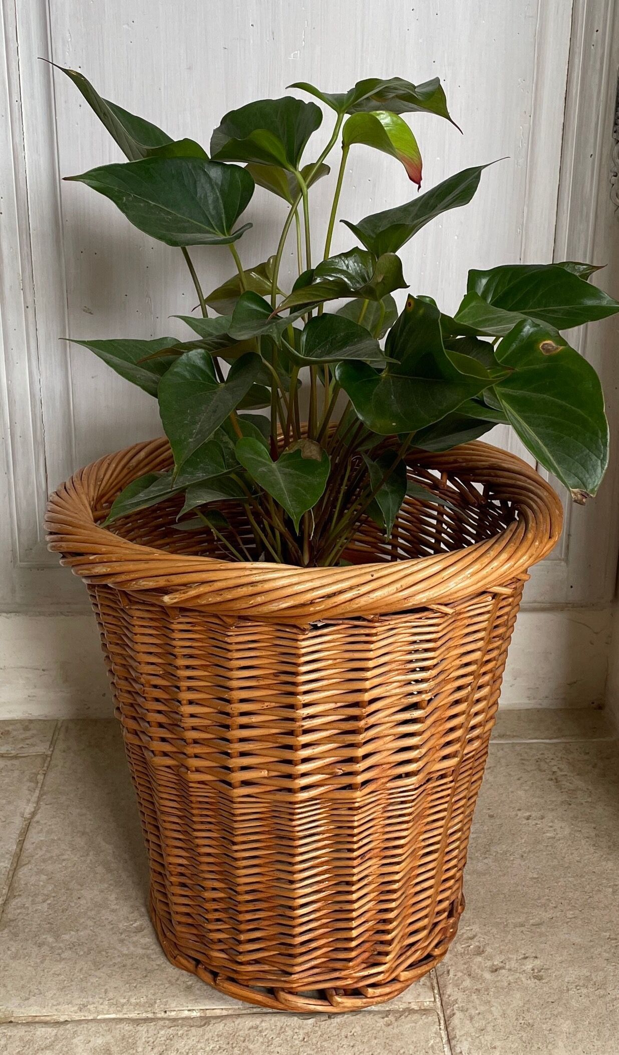 Vintage rattan paper basket