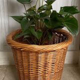 Vintage rattan paper basket