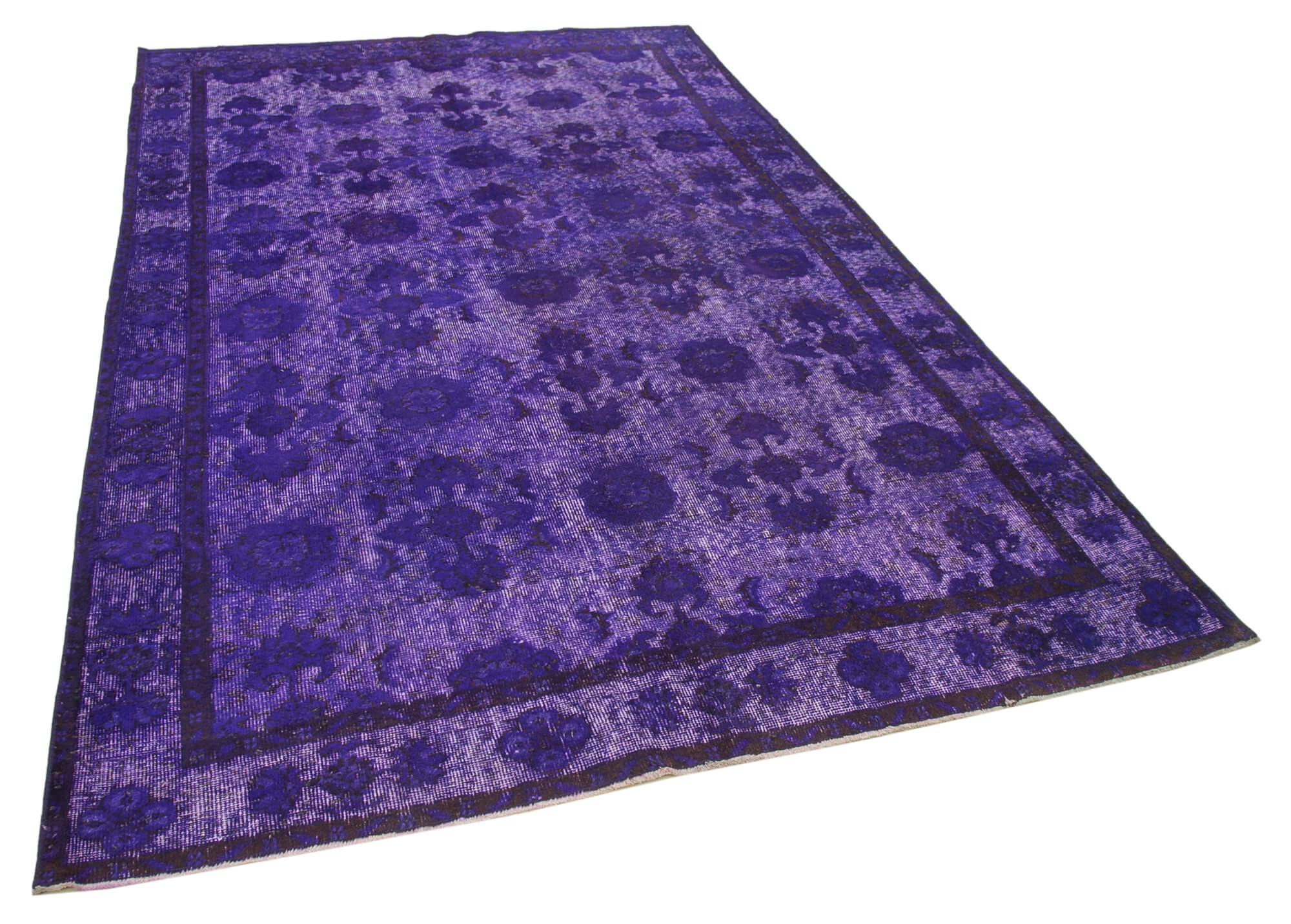 Handmade vintage turkish 1980s 185 cm x 284 cm purple rug