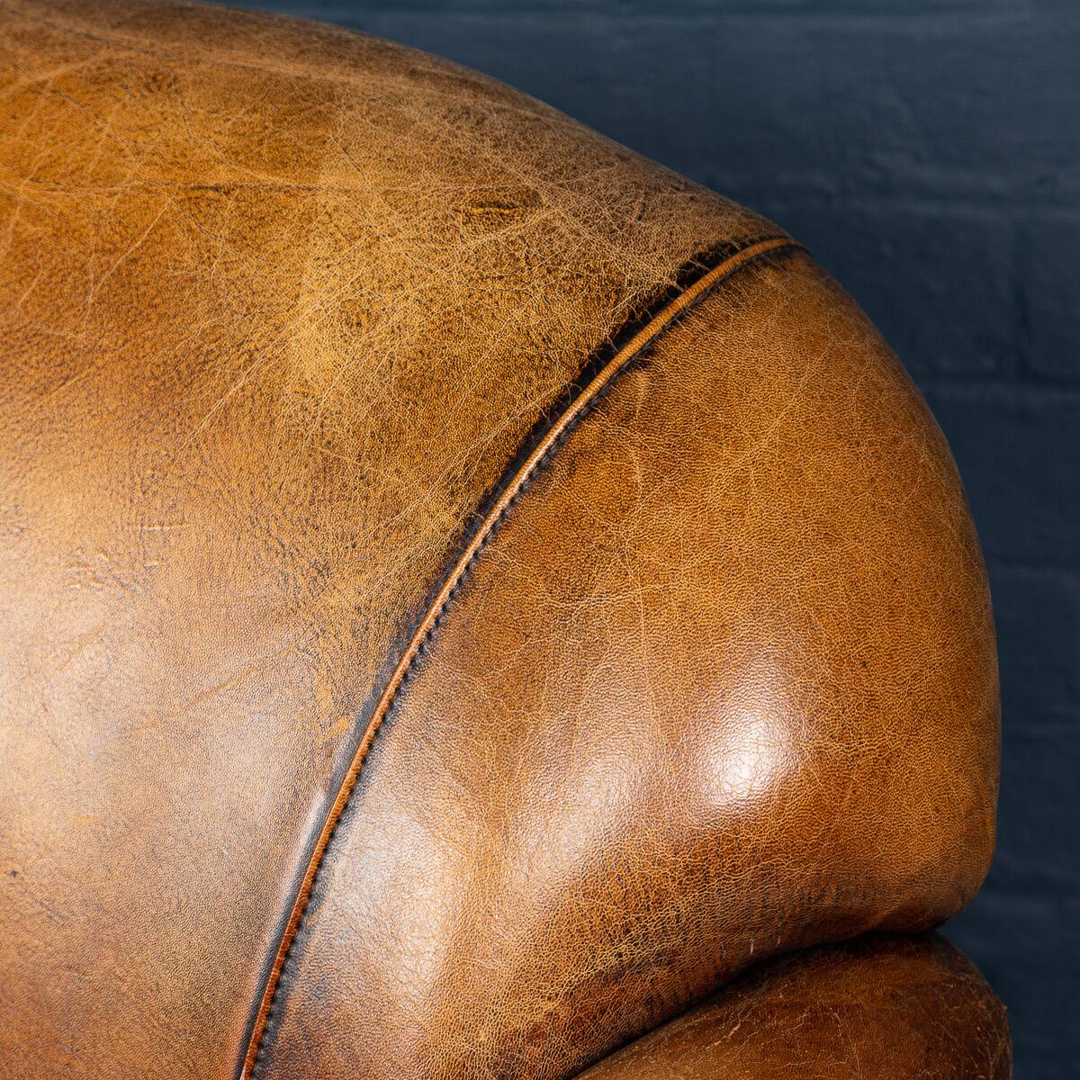 Vintage 20thc pair of dutch leather club chairs c.1980