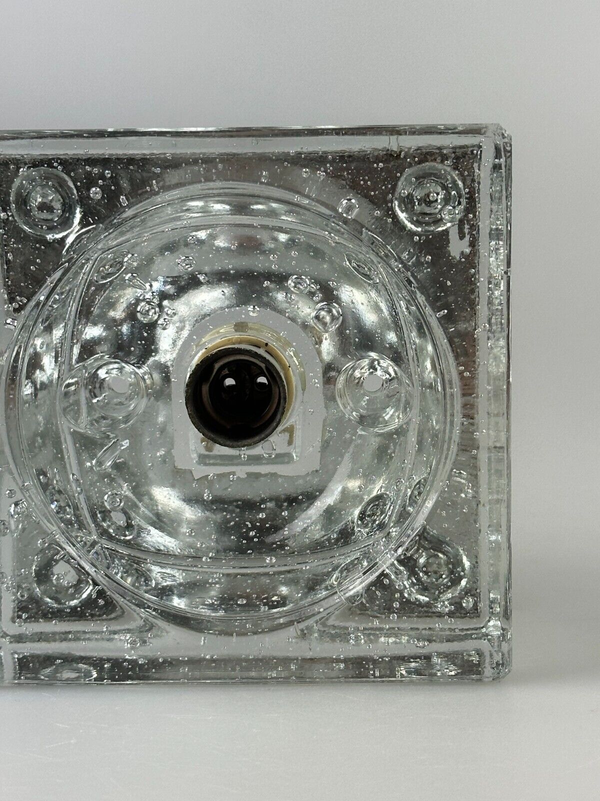 60s 70s Wall Lamp Ice Glass Cube Wall Sconce by Müller & Zimmer Germany