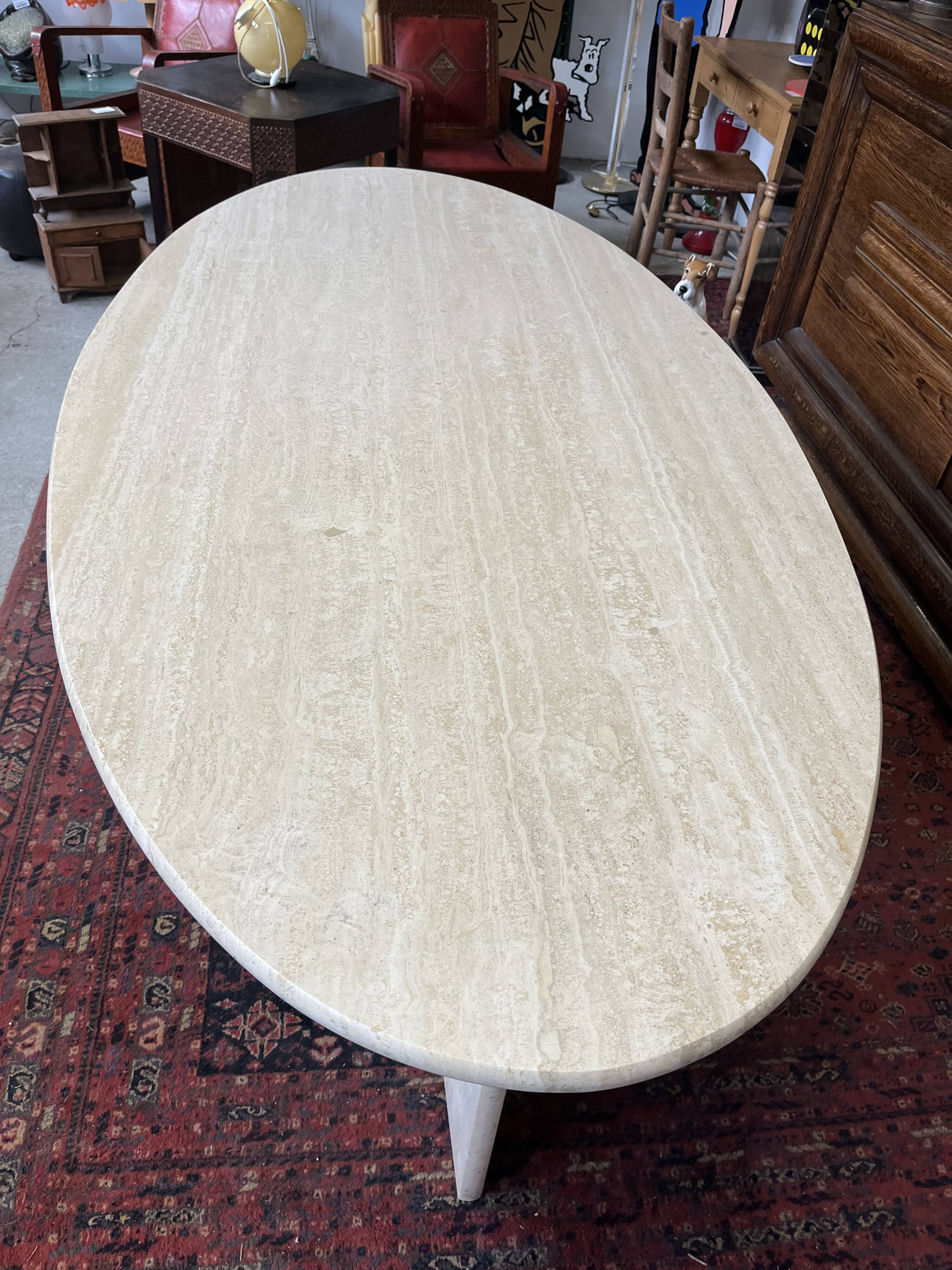 oval travertine table from the 70s