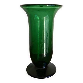 XXL mid-century Medici vase in Empoli glass Italian work 1960