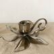 Pair of silver metal flower candle holders