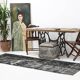 3x9 Shabby Chic Black Gray Turkish Runner Rug, 90x277Cm