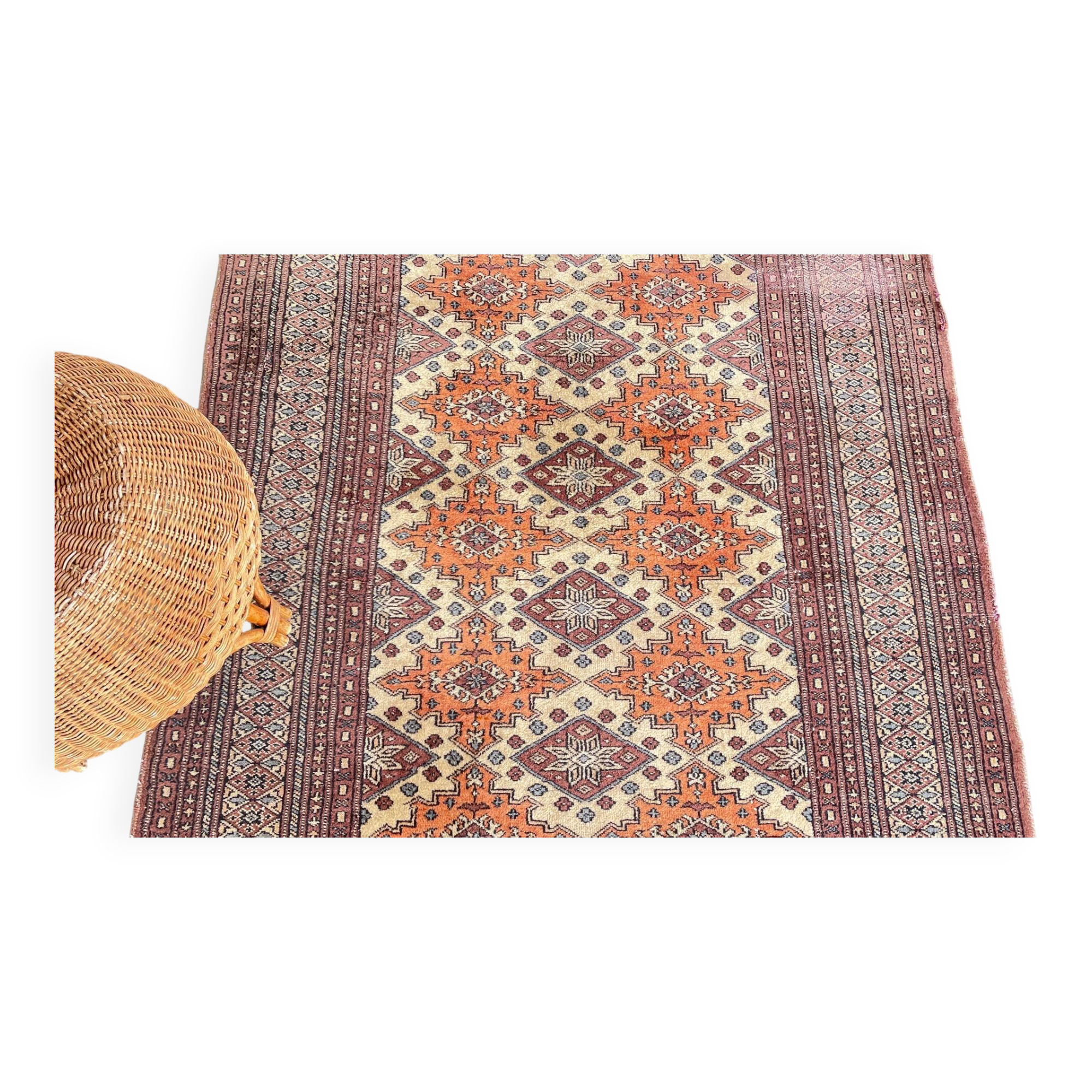 Tapis oriental gris-pourpre vintage – 196cm x 126cm
