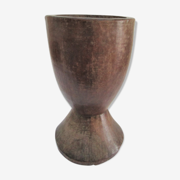 solid wood vase carved brutalist vintage