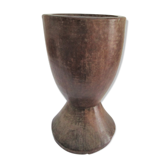 solid wood vase carved brutalist vintage