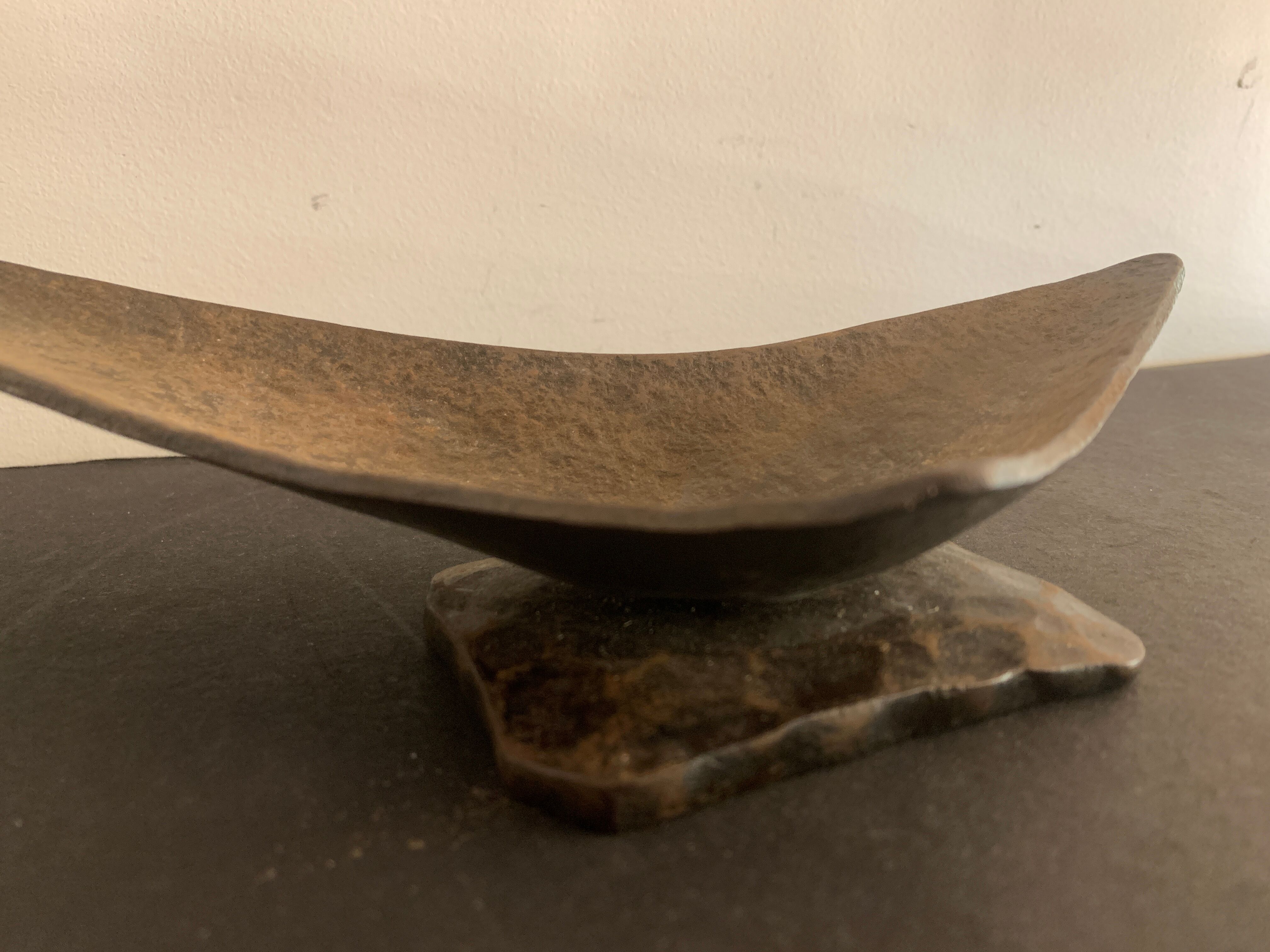 Brutalist metal ashtray or empty pocket signed R. Roux, 1950