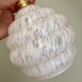 Vintage globe wall light in white Clichy glass