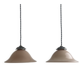 Pair of vintage pink opaline conical suspensions