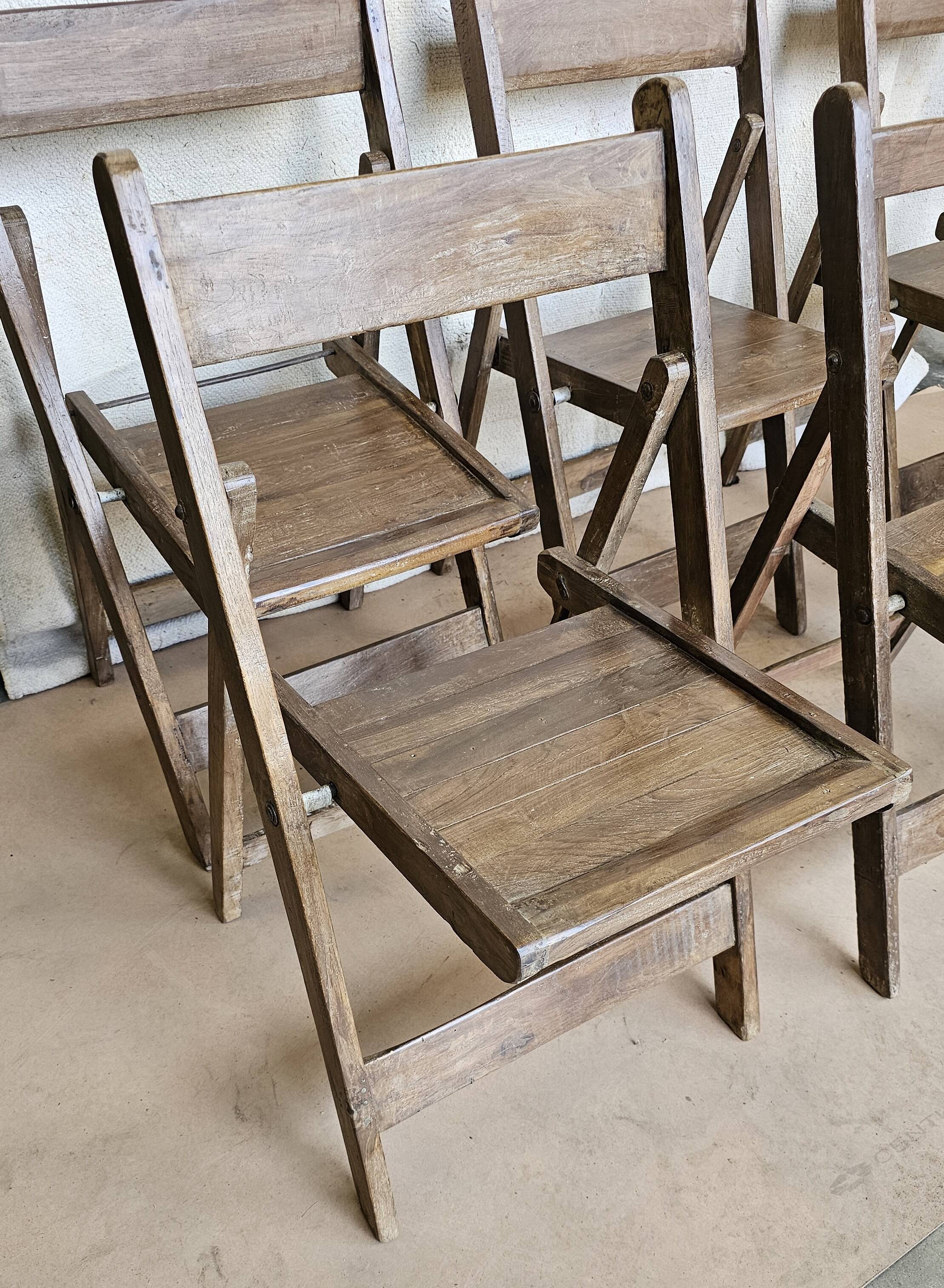 Lot de 6 chaises de cinéma pliante en teck