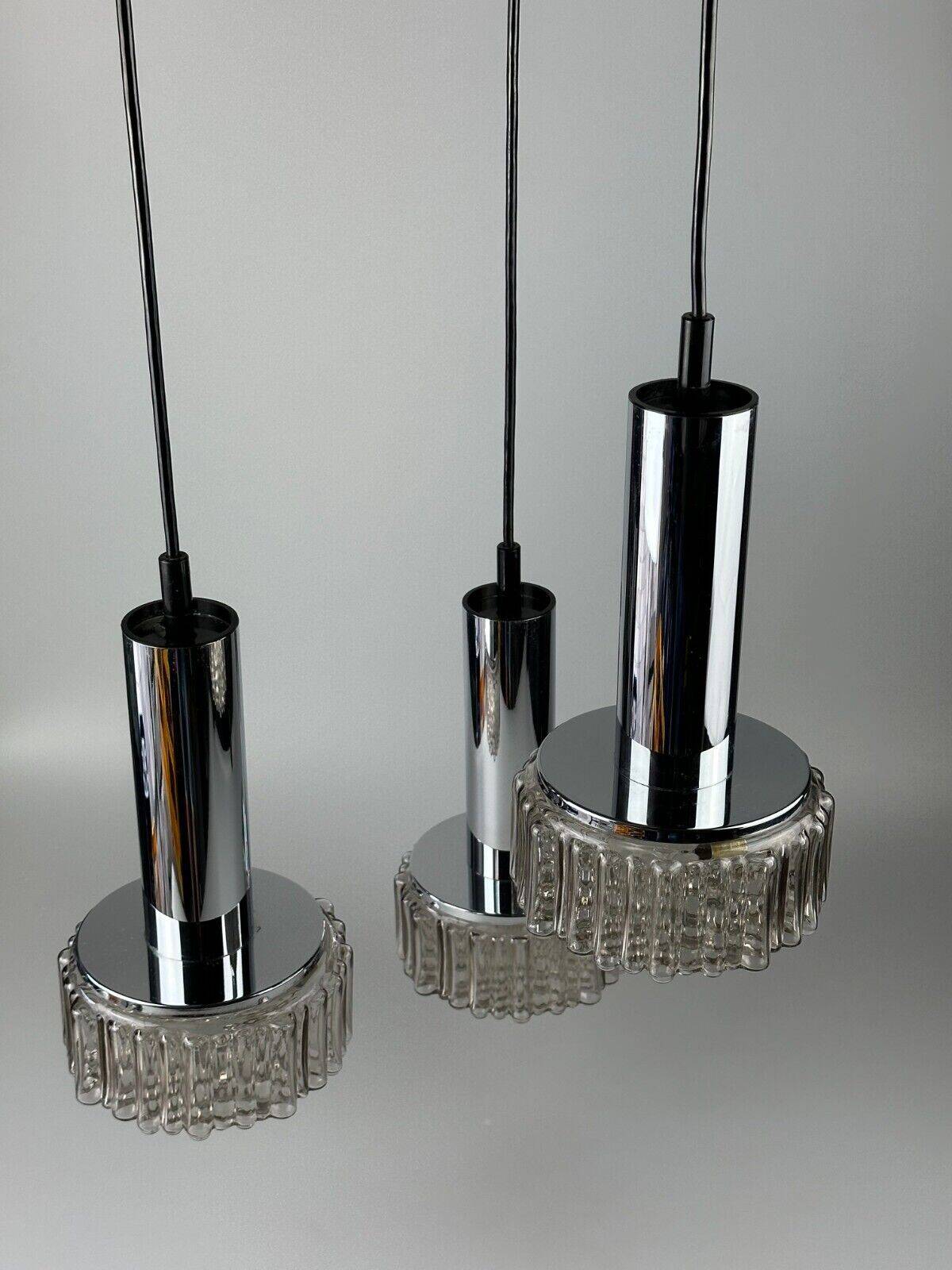 60s 70s 3-flame cascade lamp from Staff Leuchten Germany chrome glass