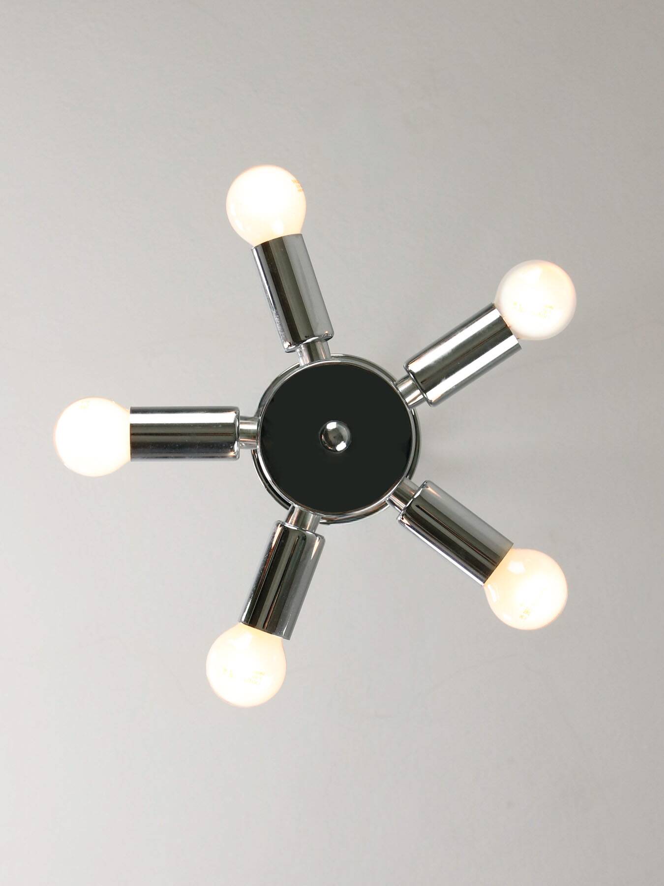 Lampe de plafond vintage en chrome et opaline italienne, années 80