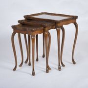 Vintage Nesting Tables with Rattan and Glass Top by Jason Møbler, 1960s, Set of 3